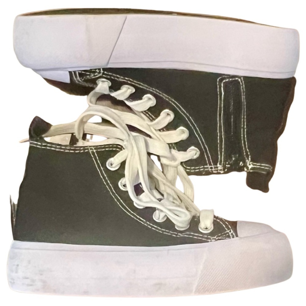 High-Top Canvas Sneakers with White Accents